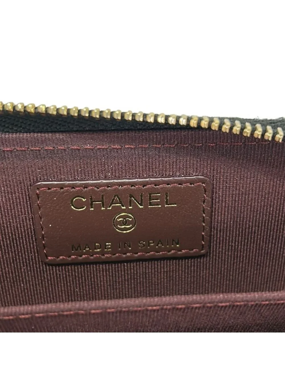 Chanel Coin Purse Quilted Black Zip Around Gold Lambskin